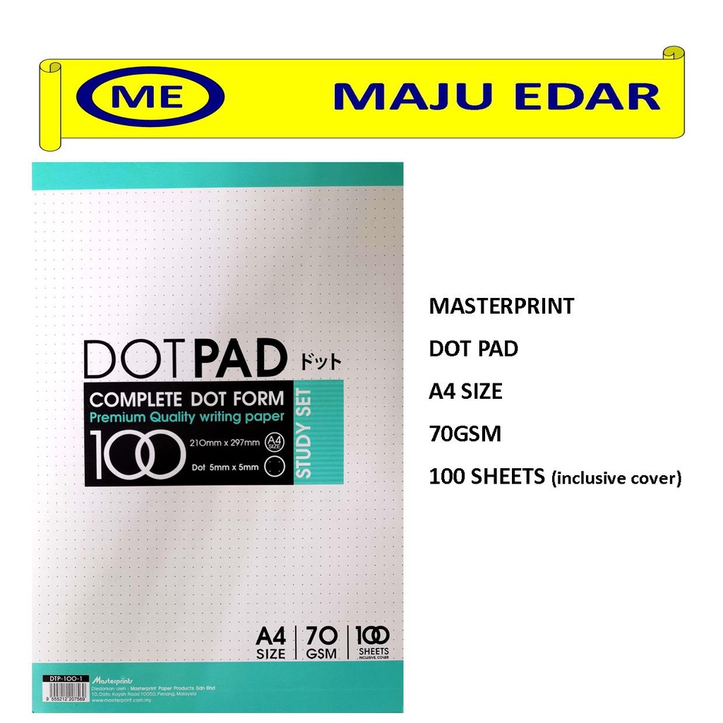 MASTERPRINT DOT PAD A4 SIZE 70GSM 100SHEETS/ HANDWRITING PAD DOTTED