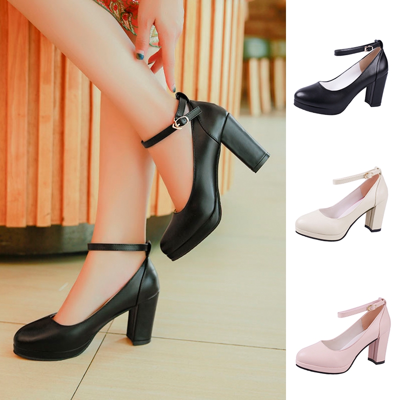 NEW WOMENS LADIES BLOCK HEEL ANKLE STRAPPY WORK COURT EVENING DRESS GIRLS SHOES 