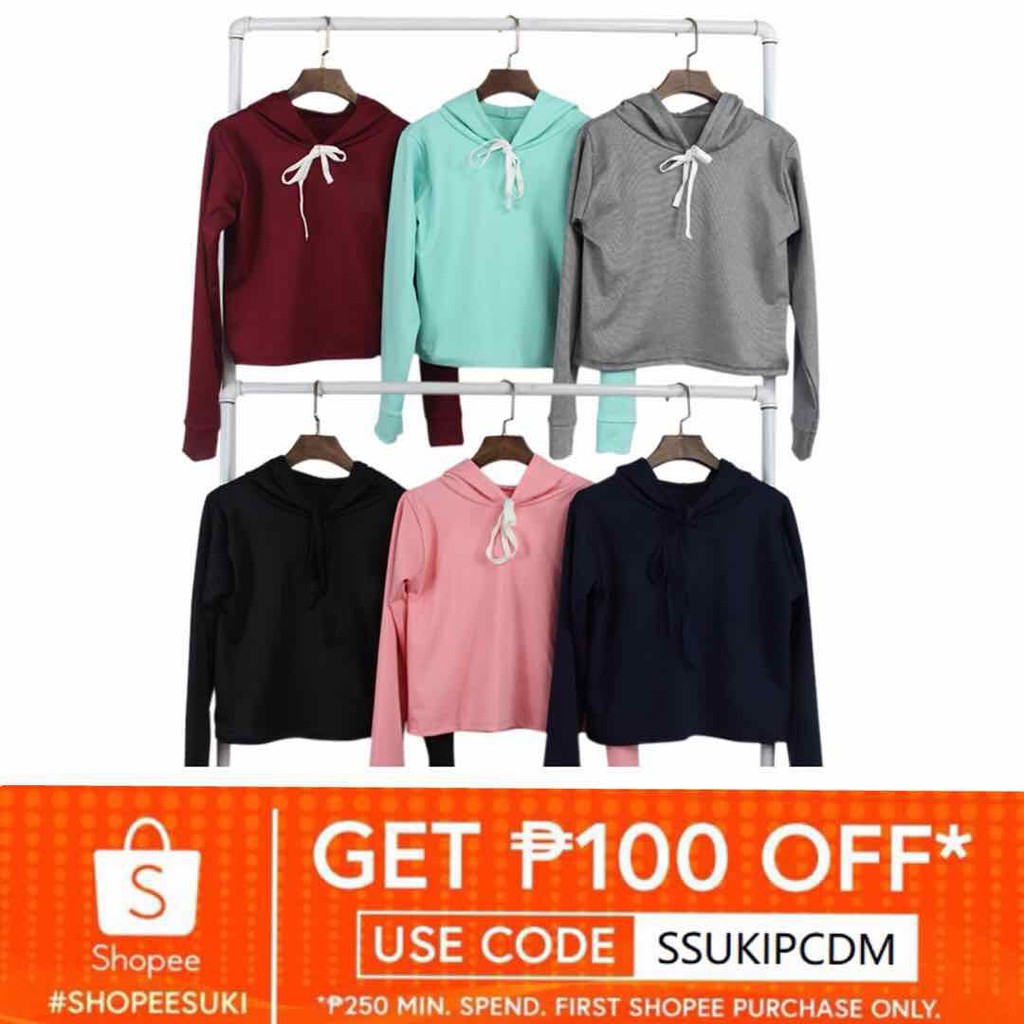 crop top hoodie shopee