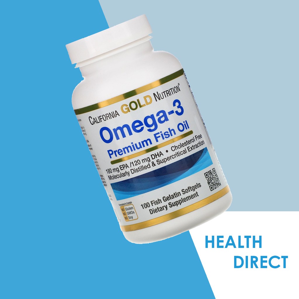 California Gold Nutrition Omega-3 Premium Fish Oil 100 Fish Gelatin ...