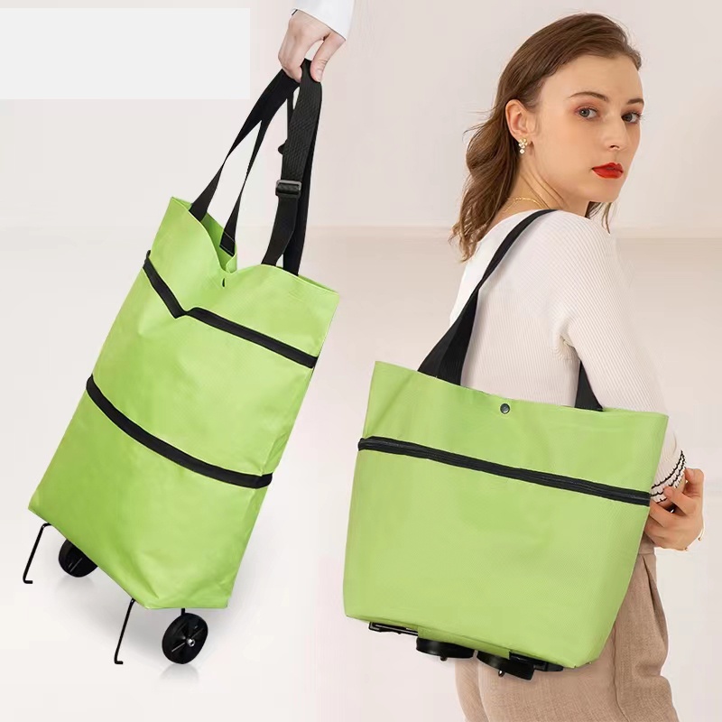 Foldable Market Trolley Bag with Wheels,Tranform Tote Bag to Shopping ...