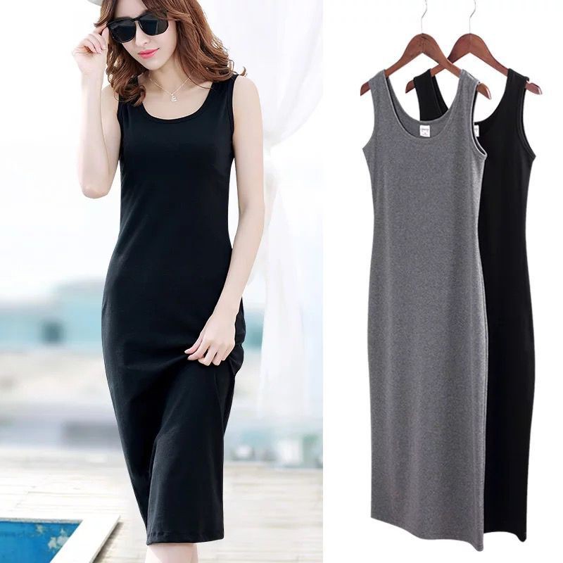 long black camisole dress