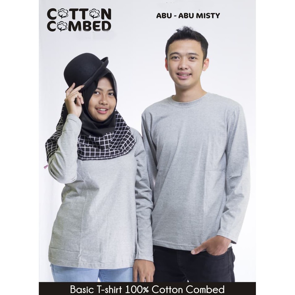 Download Plain T Shirt Men Cotton Combed 30s Long Arm Longsleeve Color Misty Ash 68 Shopee Philippines