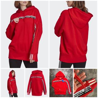 adidas tape hoodie red