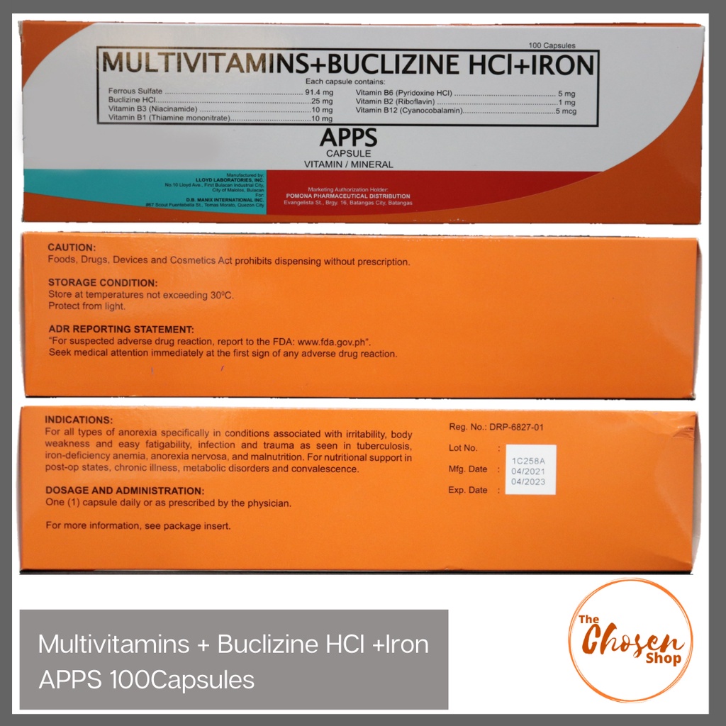 Multivitamins + Buclizine HCI + Iron APPS #3