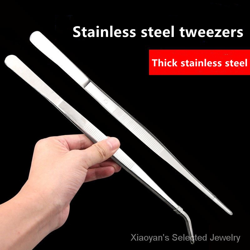 Tweezers Tool Repair Stainless Steel Super Long Tweezers Lengthen and Thicken Elbow tweezer long