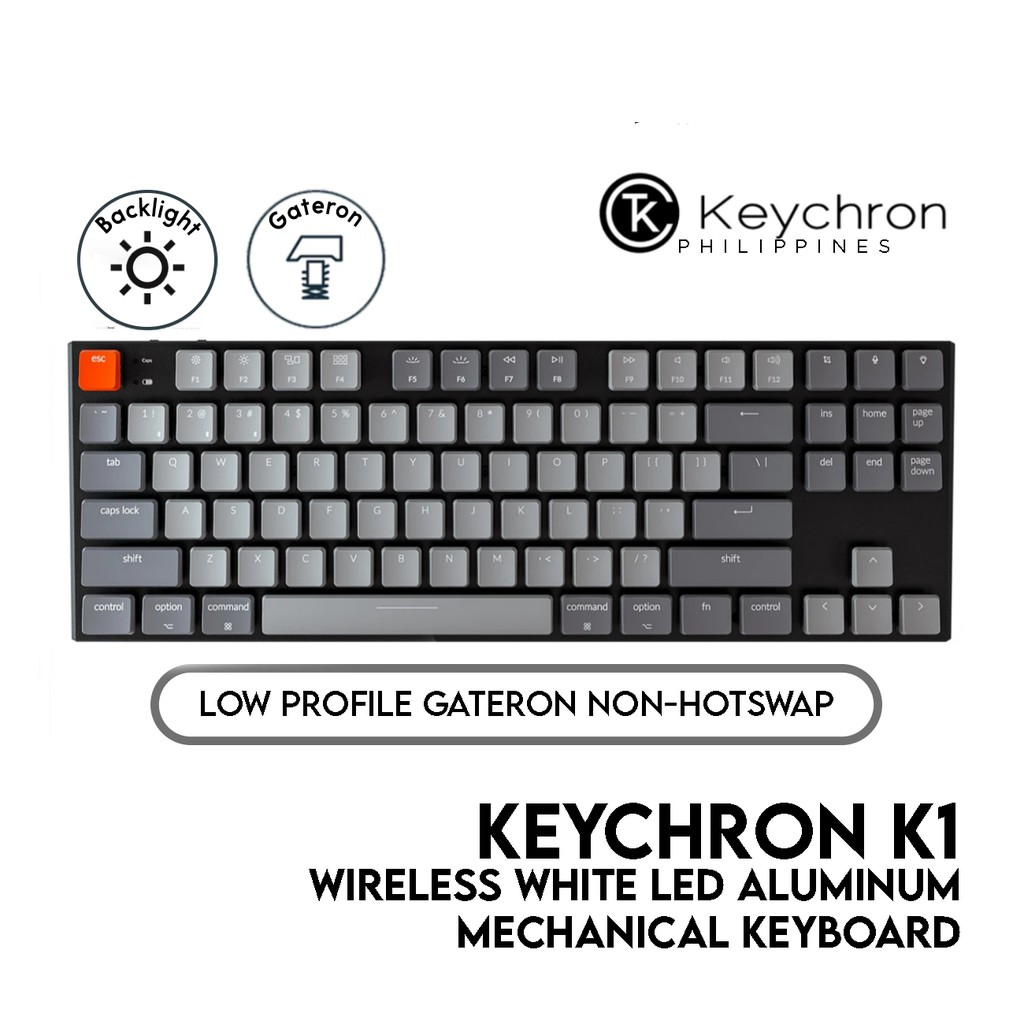 Keychron K1 Mechanical Keyboard (Tenkeyless, Wired/Bluetooth, White LED