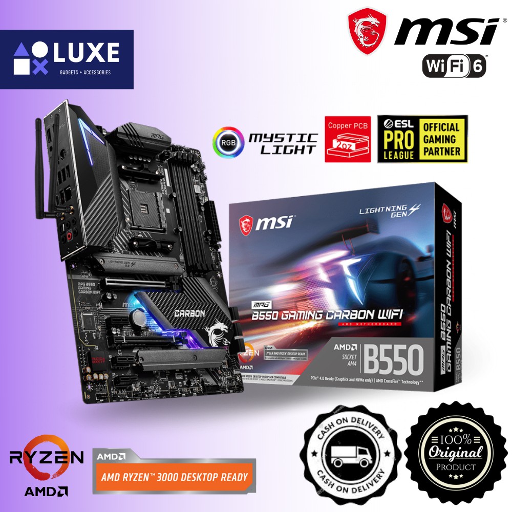 MSI MPG B550 GAMING CARBON WIFI AM4 AMD ATX Motherboard Shopee