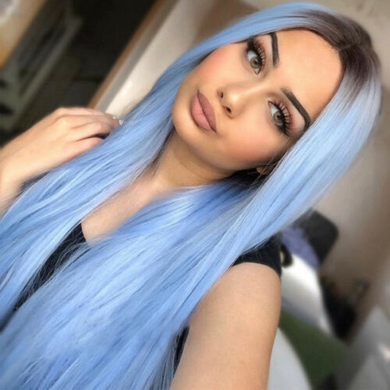 blue wig real hair