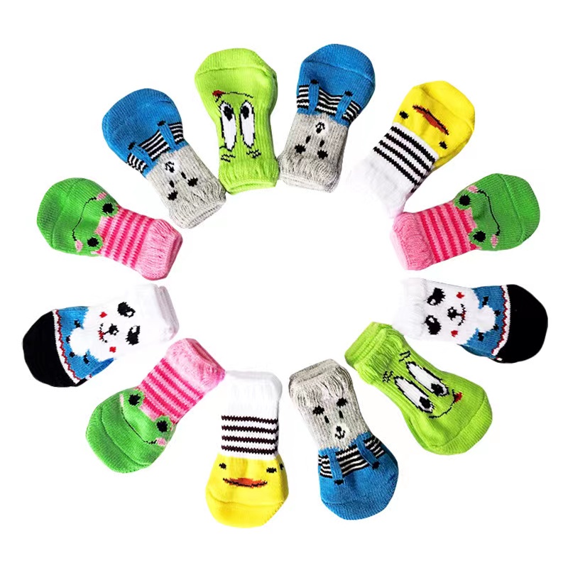 4Pcs Cute Pet Dog Socks with Print Anti-Slip Cats Puppy Shoes Paw Protector Products #7