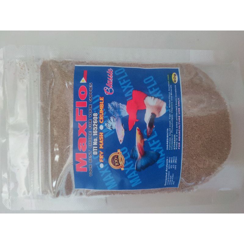 Maxflo guppy Fish Food Crumble and Fry Mash/betta fish food/probiotics with freebies #7