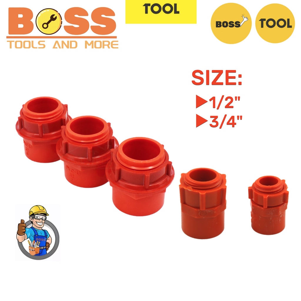 PVC RED Male Adapter With Locknut 1/2 3/4 Shopee Philippines