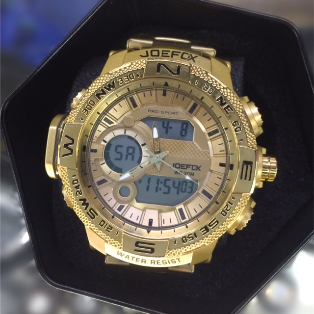 joefox gold digital watch
