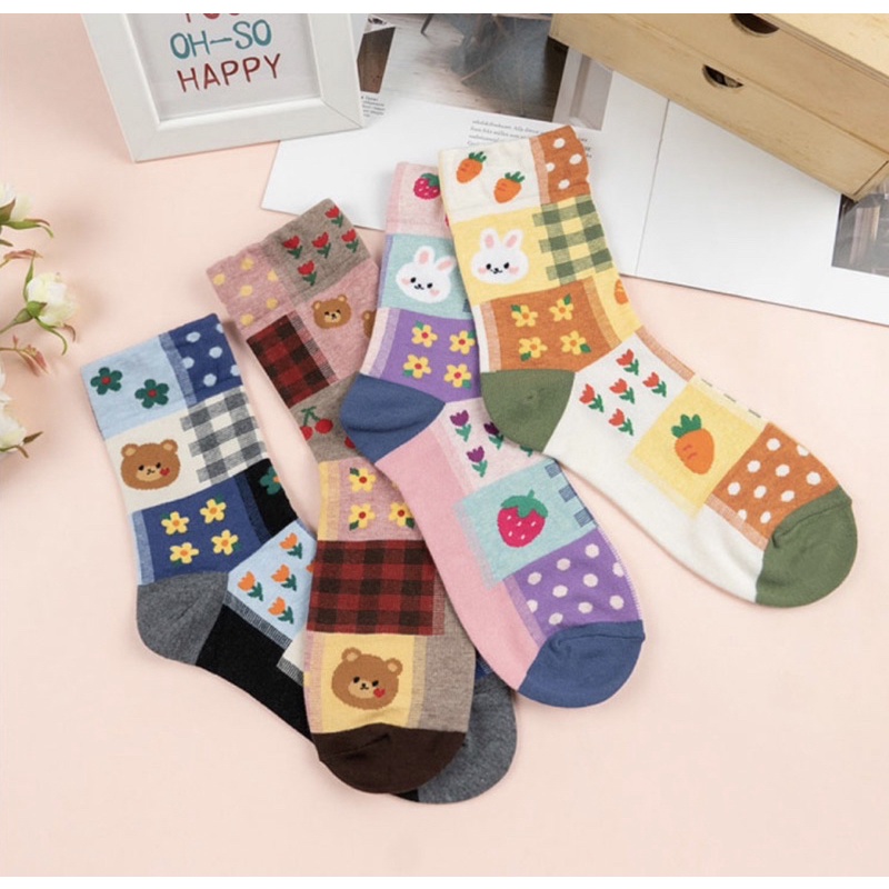 Korean Socks - Teddy Bear Icon Scattered Socks - Iconic Socks | Shopee ...