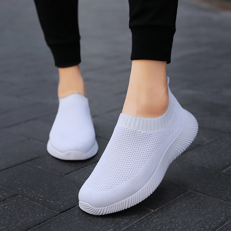 New Fashion Women Korean White Shoes Lightweight Slip on Sneakers ...