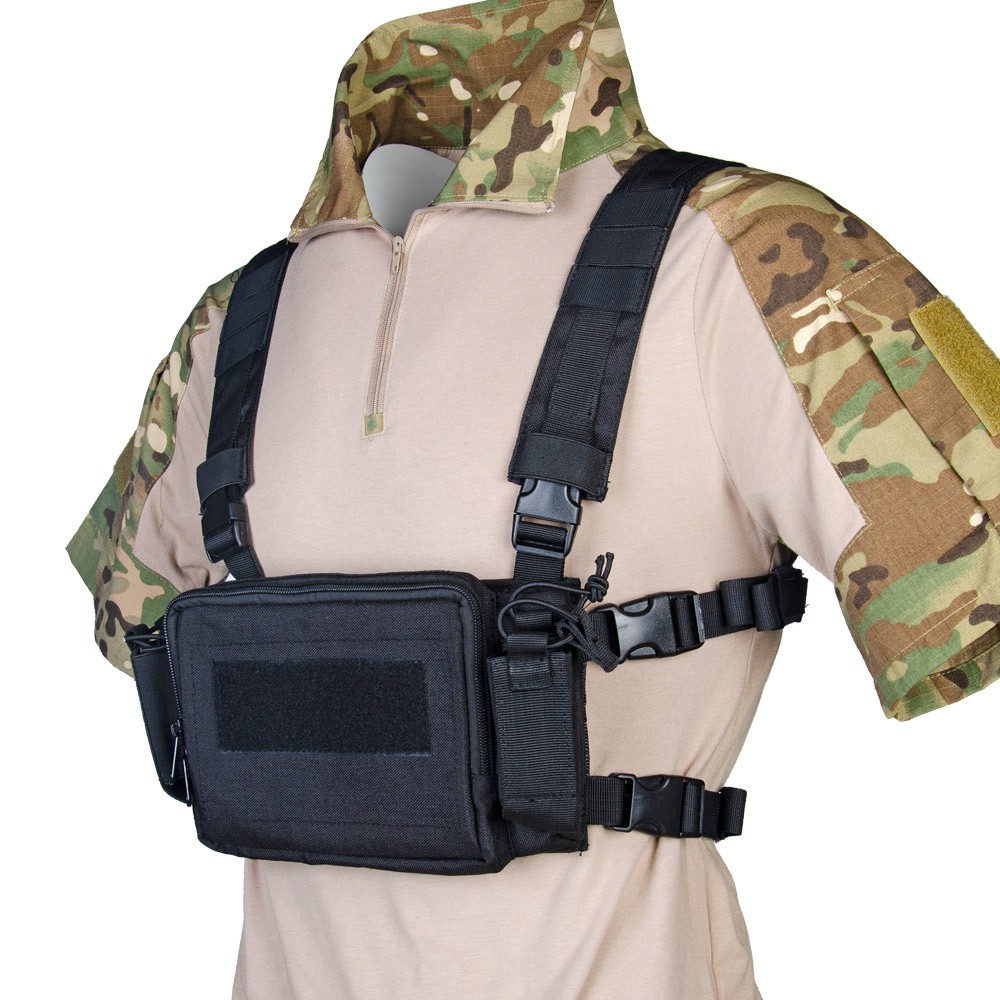 Tactical Hunting Vest Chest Rig H Harness 1000D Nylon Rifle Pistol 5.56 ...