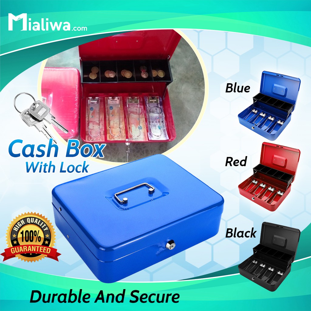Cash Box With Money Tray & Lock, Money Box With Cash Tray & Key