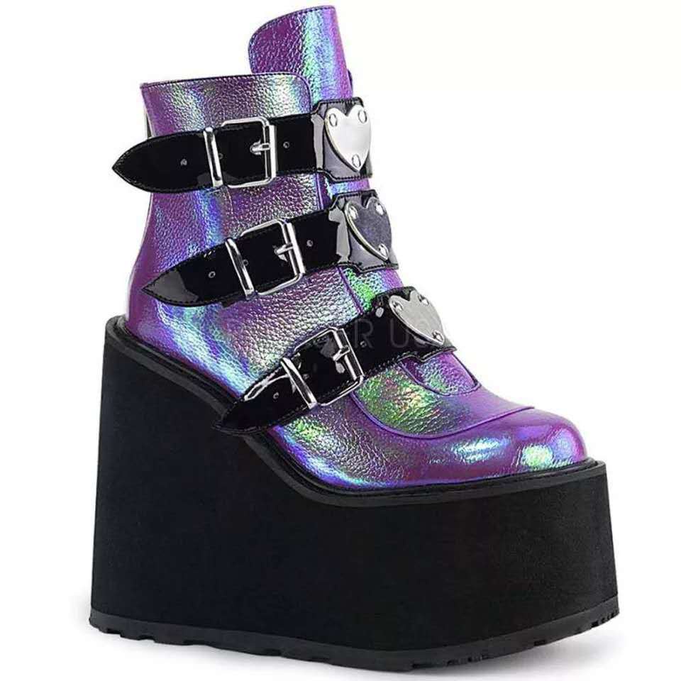 2021 Women Ankle Boots Gothic Platform Punk Winter Martin Black High