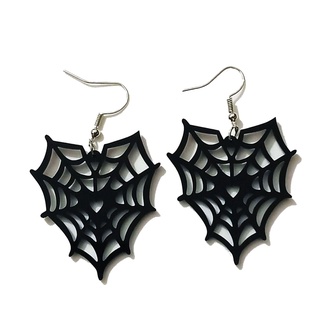 ARIN 6 Styles Holiday Earrings Smiling Face Pumpkin Skull Spider Web Spider Bat Moon Acrylic Earrings Halloween Earrings #3