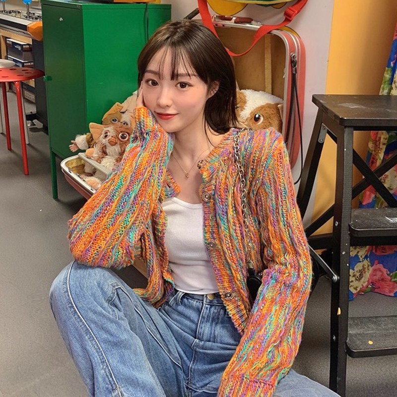 rainbow sweater cardigan