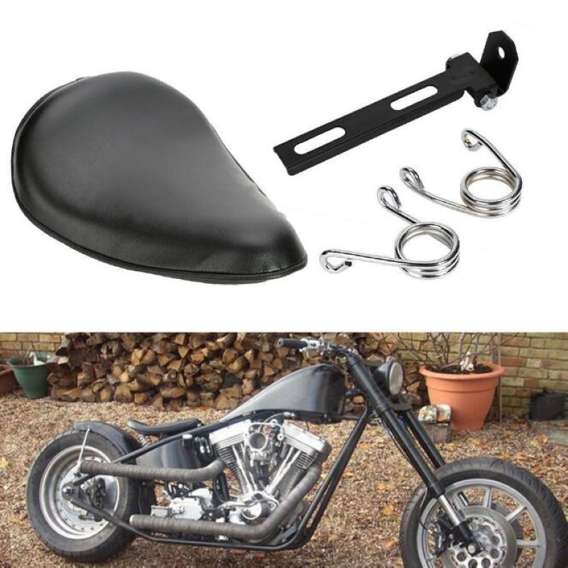 JK Motorcycle 3" Solo Spring Driver Seat Pad Saddle+Mount Bracket For