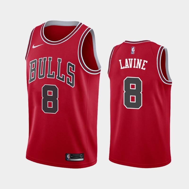 Men's Chicago Bulls #8 Zach LaVine Red 2018-19 Icon Jersey | Shopee