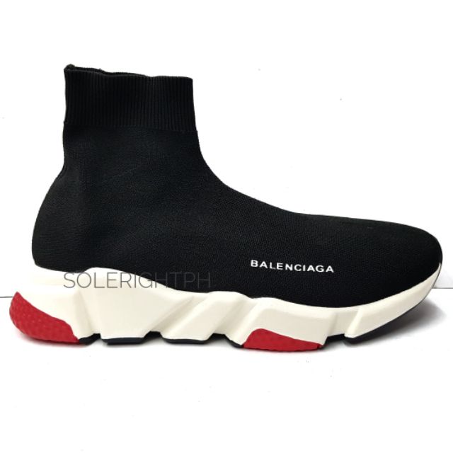 red balenciaga speed trainer on feet Le Cocagne