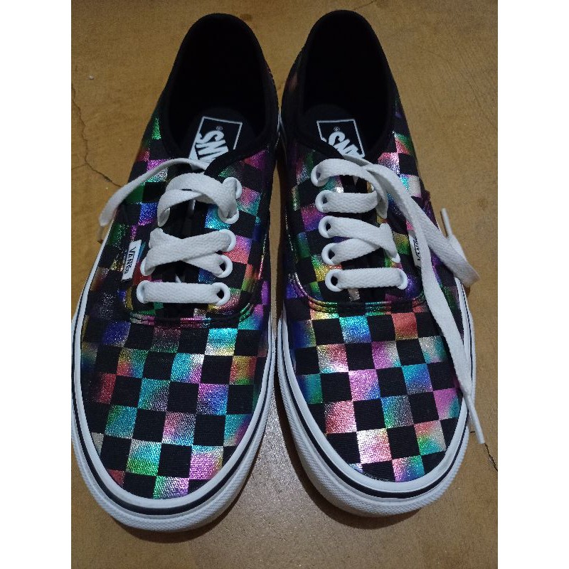 iridescent check vans