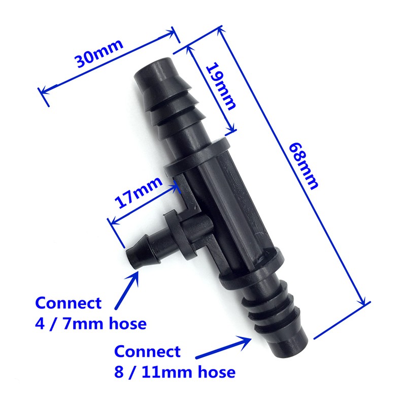 10 PCS 8mm to 4mm Tee Hose Connector Garden Greenhouse Irrigation Water Splitter
