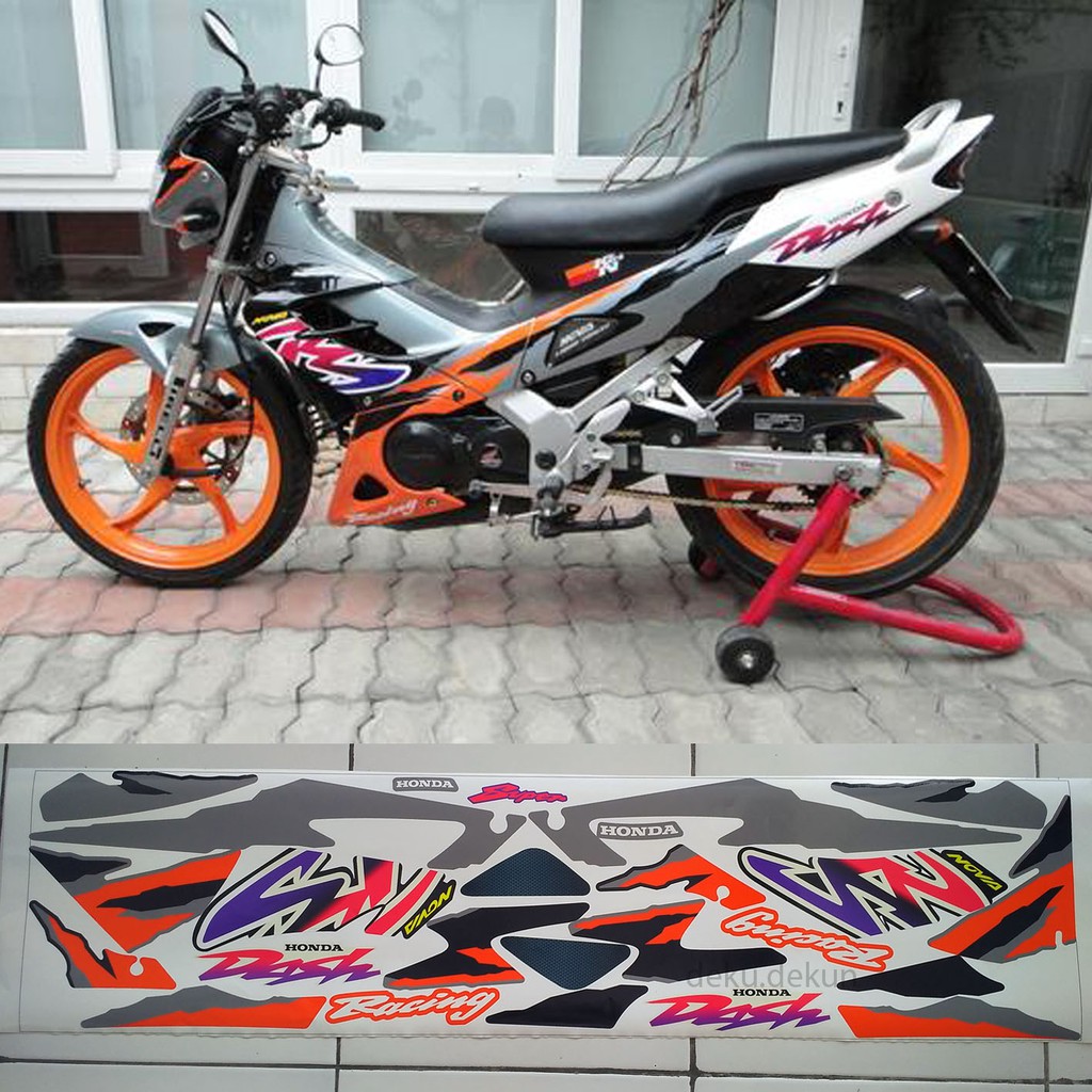 Honda Nova Dash Rs 125 Orange Gray Striping Body Sticker Set For Motorcycle Accessories Shopee Philippines