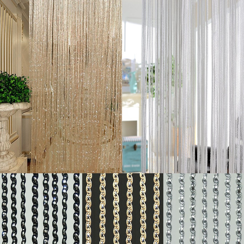 Fashion String Sparkle Curtains Patio Fly Screen Fringe Room