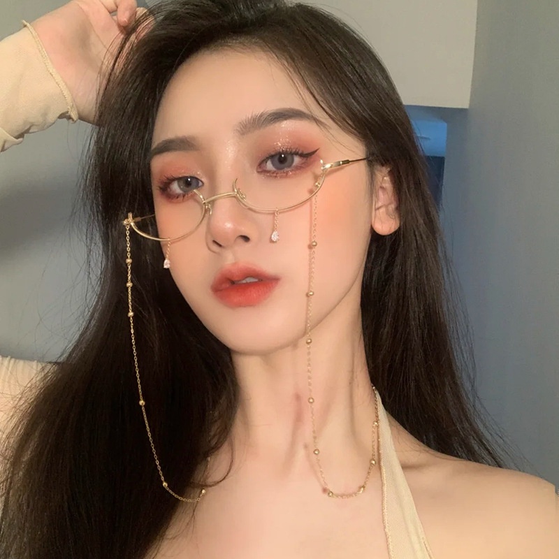 Tik Tok Influencer Same Style Lower Half Frame Glasses Female Water ...