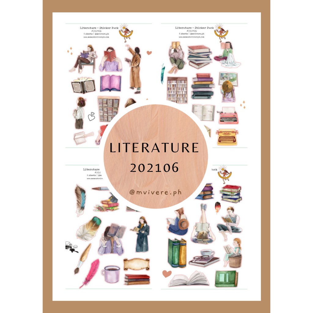 A5004 LITERATURE Books Stickers Journaling Ephemera Stickers