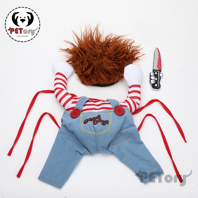 PETory Chuckie Cosplay Costume Pet Dog Cat Funny Outfit Transformation Clothes Set Spoof Halloween #5