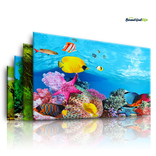 <Wall Stickers> Aquarium Background Poster Ocean Self-adhesive Fish Tank Backdrop Sticker Decor