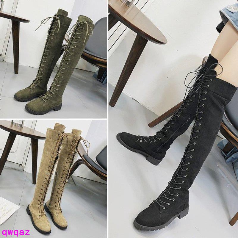 women's lace up over the knee boots