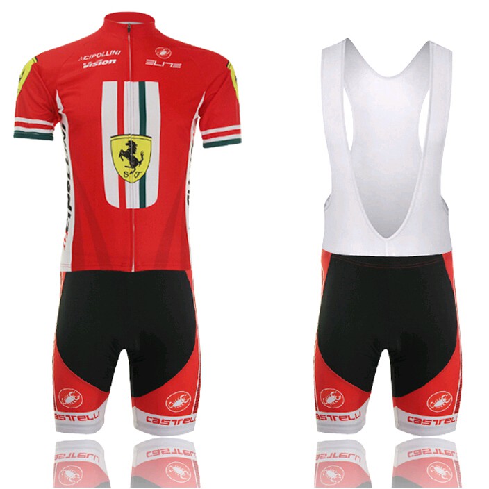 bike Ferrari cycling jersey set bib short pants uniform for men