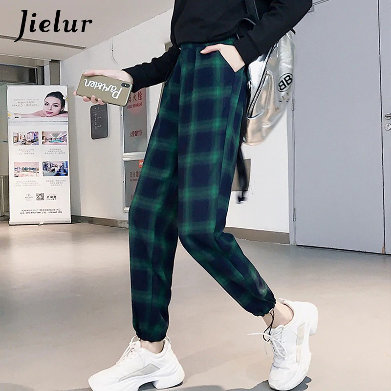 plaid jogger pants womens