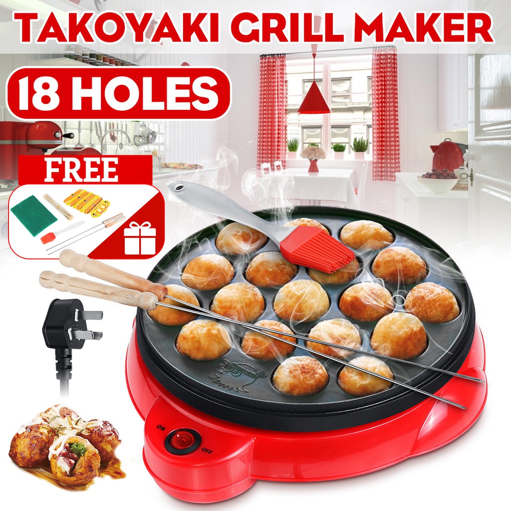 Takoyaki Grill Pan maker cooking plate stove machine Octopus F/S w/Tracking# NEW 