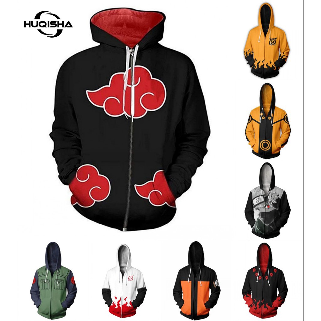 Anime Naruto Cosplay Red Cloud Jacket Zipper Clothes Men Zipper Hoodies