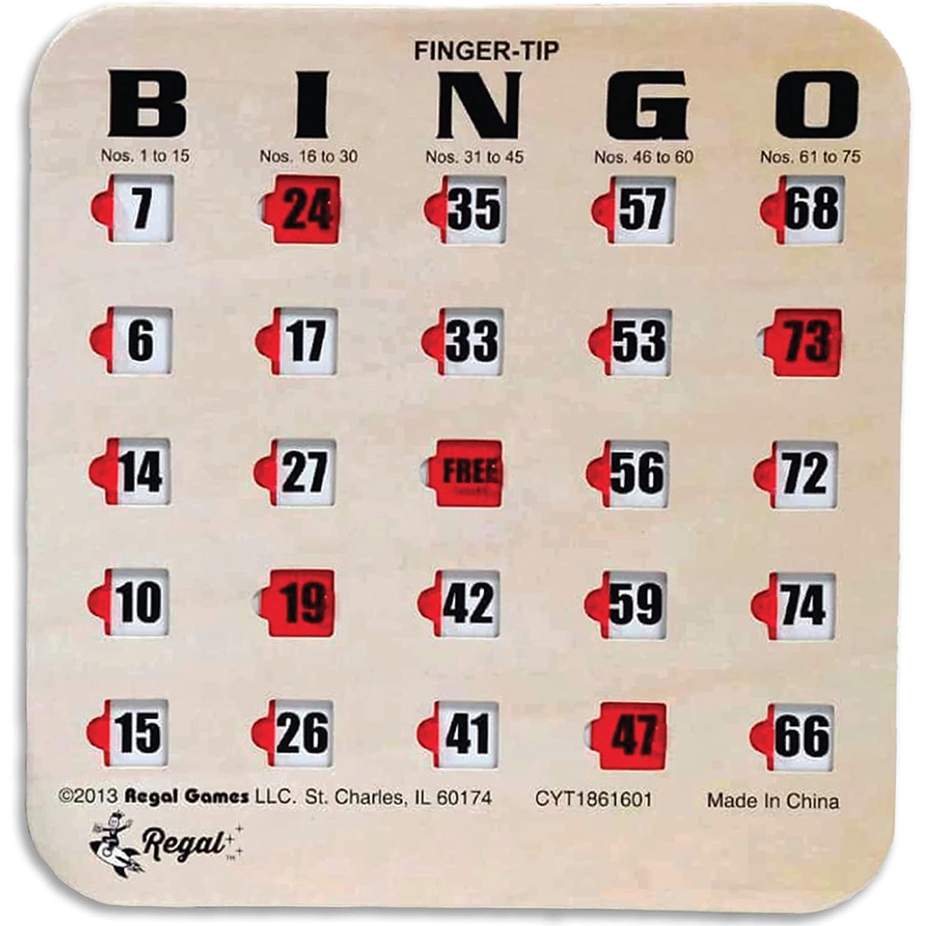 Regal Games Finger-Tip Shutter Slide Bingo Cards, 5 Cards (Cardboard ...