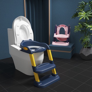 Foldable Baby Toilet Seat Adjustable Ladder PVC Cushion Children's Potty Chair Seat Toilet Seat