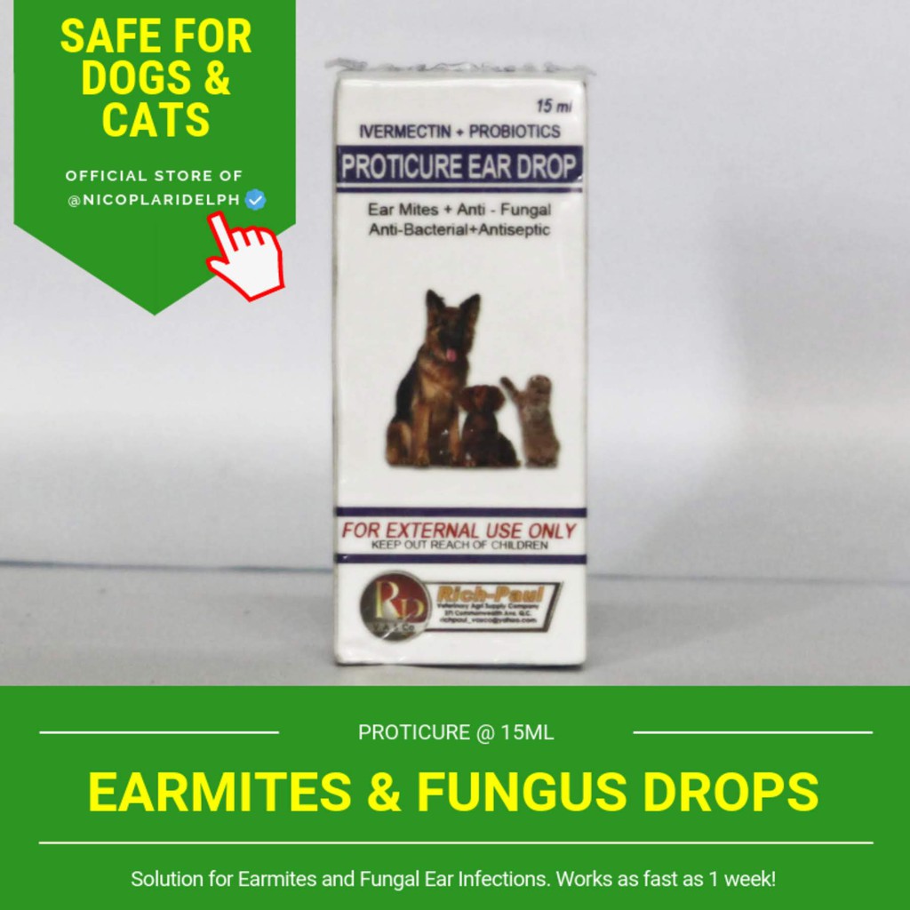 Proticure Anti Ear Mites, Anti Fungal Antibiotic Ear Drops for Dogs and