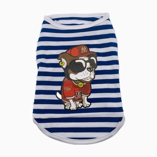 Pet cute comic cartoon stripe  printed vest clothes Breathable comfortable summer vest #6