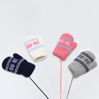 Children's Winter Gloves Small Snowflakes Alpaca Woolthick Warm Wool Newborn Knitted Gloves #4