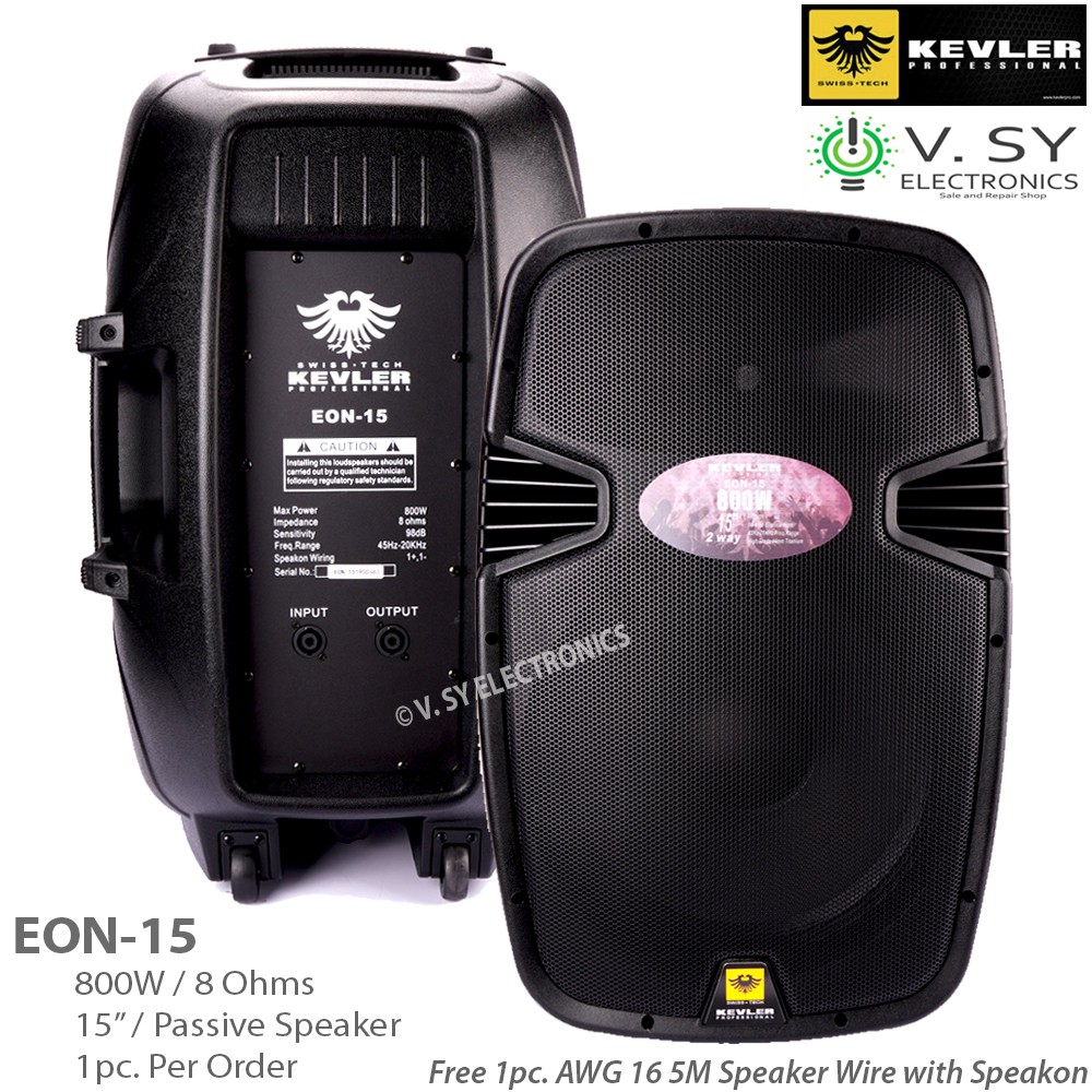 1pc. Kevler EON15 15 Inches 800W 8 Ohms 2Way Full Range Passive Plastic Molded Speaker with