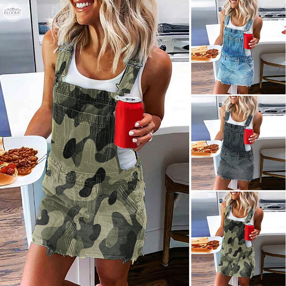 camo zip up denim dress