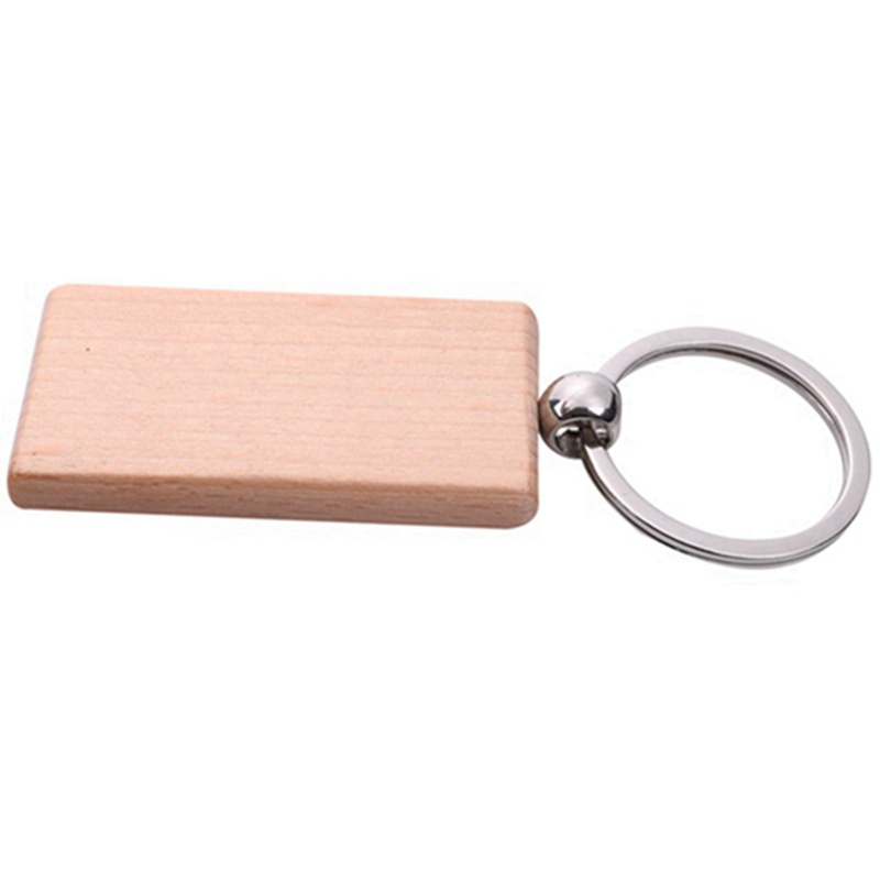 NEW STOCK 80Pcs Blank Rectangle Wooden Key Chain Diy Wood Keychains Key Tags