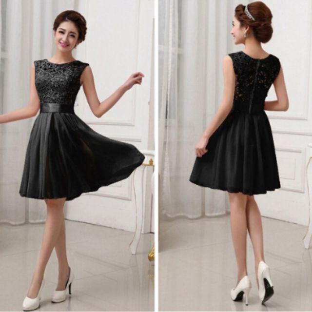 black chiffon dress knee length