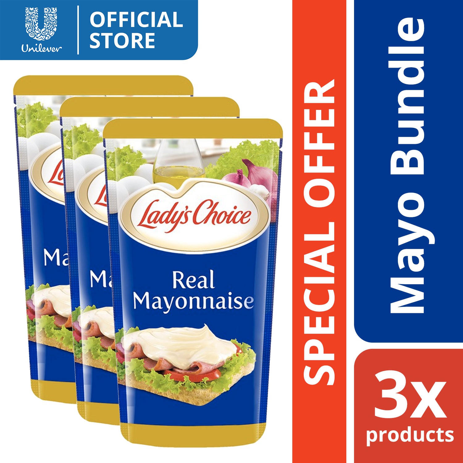 Lady's Choice Real Mayonnaise Regular 220ML Pouch x3 Special Offer